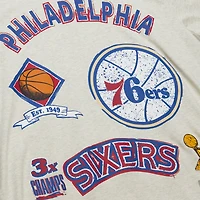 Men's Mitchell & Ness Oatmeal Philadelphia 76ers Hardwood Classics Legacy Defined Retro Championship T-Shirt