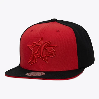 Men's Mitchell & Ness Red/Black Philadelphia 76ers Color Pop Snapback Hat