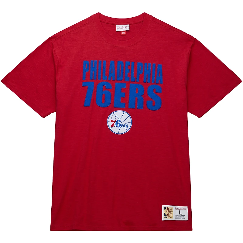 T-shirt flammé légendaire pour homme Mitchell & Ness Philadelphia 76ers Hardwood Classics rouge