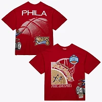 Men's Mitchell & Ness  Red Philadelphia 76ers Hardwood Classics Logo Blast T-Shirt