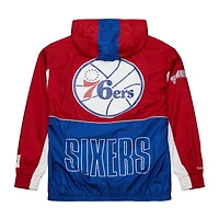 Men's Mitchell & Ness Royal/Red Philadelphia 76ers Hardwood Classics Big Shot Premium Full-Zip Windbreaker Jacket