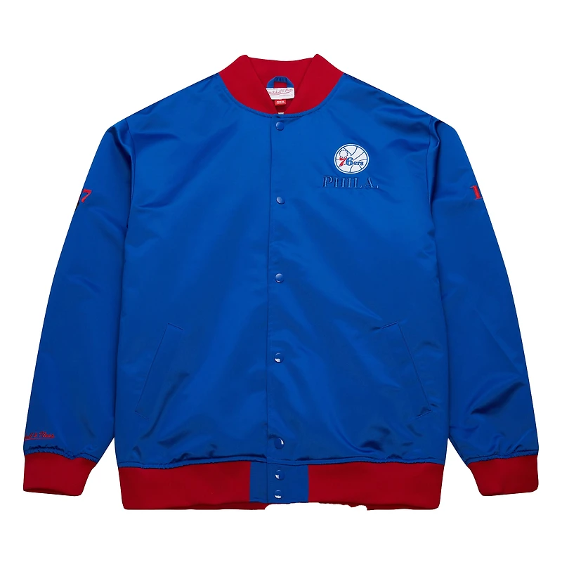 Veste en satin léger à boutons-pression Mitchell & Ness Royal Philadelphia 76ers Hardwood Classics Team OG 3.0 pour homme