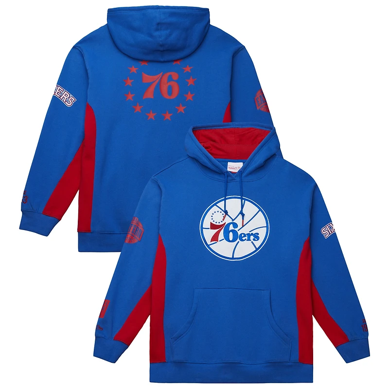 Sweat à capuche en polaire Mitchell & Ness Royal Philadelphia 76ers Hardwood Classics Team Origins pour homme