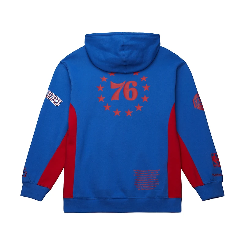 Men's Mitchell & Ness Royal Philadelphia 76ers Hardwood Classics Team Origins Fleece Pullover Hoodie