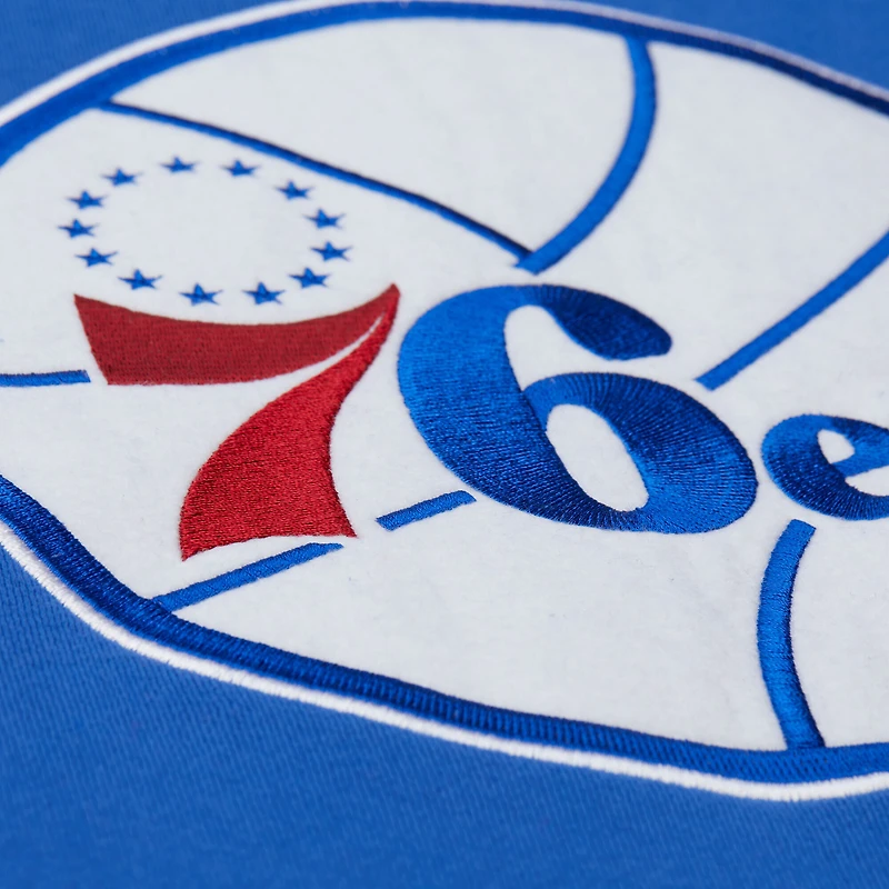 Men's Mitchell & Ness Royal Philadelphia 76ers Hardwood Classics Team Origins Fleece Pullover Hoodie