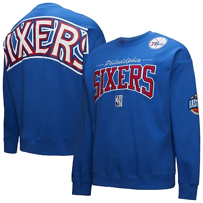 Sweat-shirt vintage Mitchell & Ness Royal Philadelphia 76ers Hardwood Classics There Back 2.0 pour homme