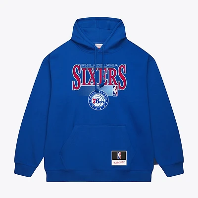 Men's Mitchell & Ness Royal Philadelphia 76ers Team Name Stack Logo Hoodie