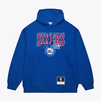 Men's Mitchell & Ness Royal Philadelphia 76ers Team Name Stack Logo Hoodie