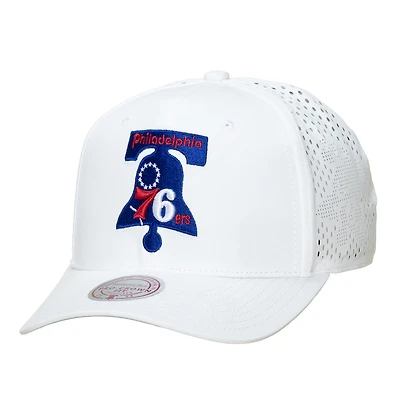 Men's Mitchell & Ness White Philadelphia 76ers Perfect Lightweight Pro Crown Adjustable Hat