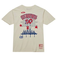 Men's Mitchell & Ness x Tats Cru Cream Philadelphia 76ers Hardwood Classics City T-Shirt