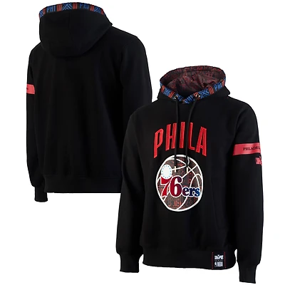 Sweat à capuche de qualité supérieure NBA x Two Hype pour homme, collection Culture & Hoops des Philadelphia 76ers, noir