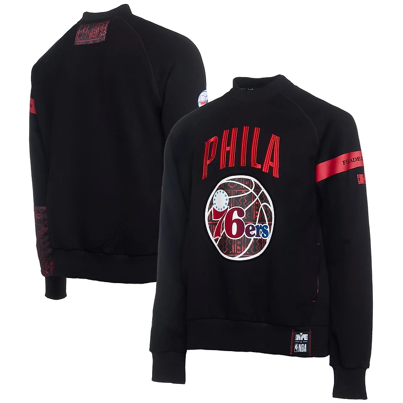 Men's NBA x Two Hype  Black Philadelphia 76ers Culture & Hoops Collection Premium Pullover Sweatshirt