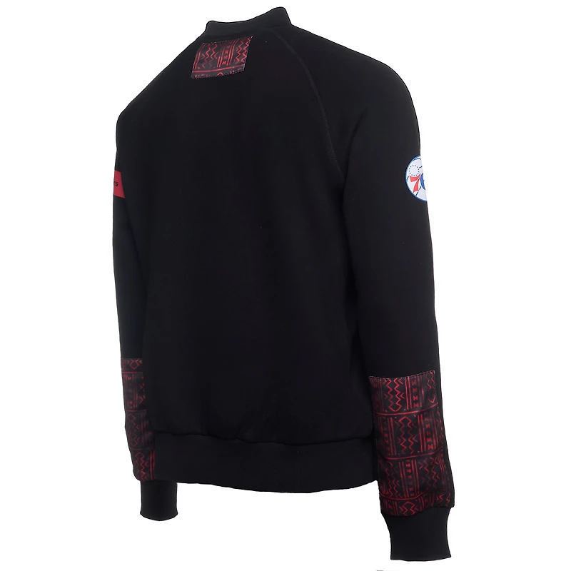 Men's NBA x Two Hype  Black Philadelphia 76ers Culture & Hoops Collection Premium Pullover Sweatshirt