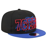 Men's New Era Black/Royal Philadelphia 76ers Sport Night Splatter 2-Tone 9FIFTY Snapback Hat
