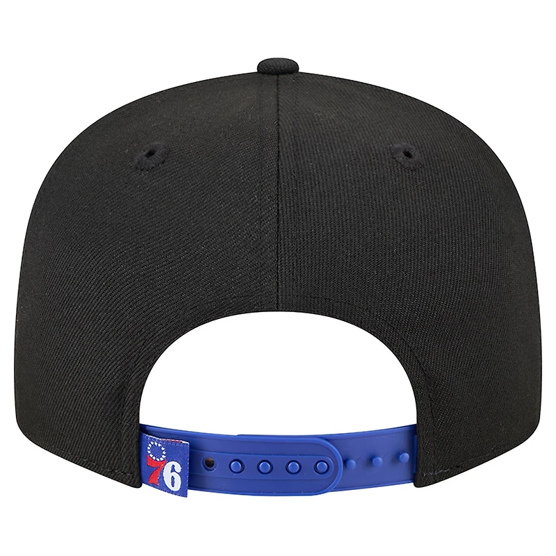 Men's New Era Black/Royal Philadelphia 76ers Sport Night Splatter 2-Tone 9FIFTY Snapback Hat