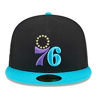 Men's New Era Black/Turquoise Philadelphia 76ers Arcade Scheme 59FIFTY Fitted Hat