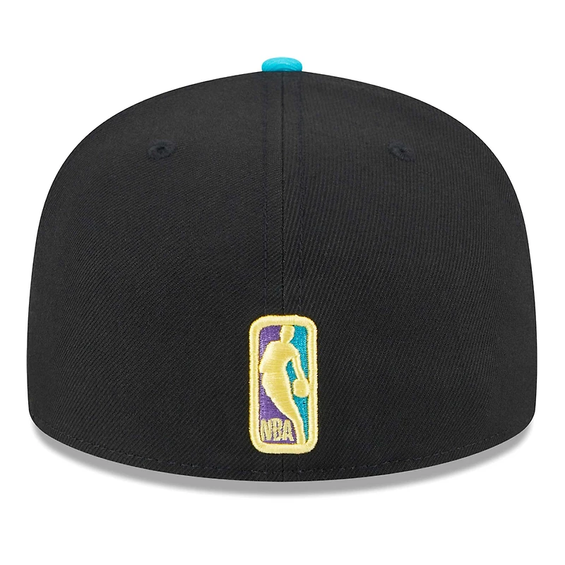 Men's New Era Black/Turquoise Philadelphia 76ers Arcade Scheme 59FIFTY Fitted Hat