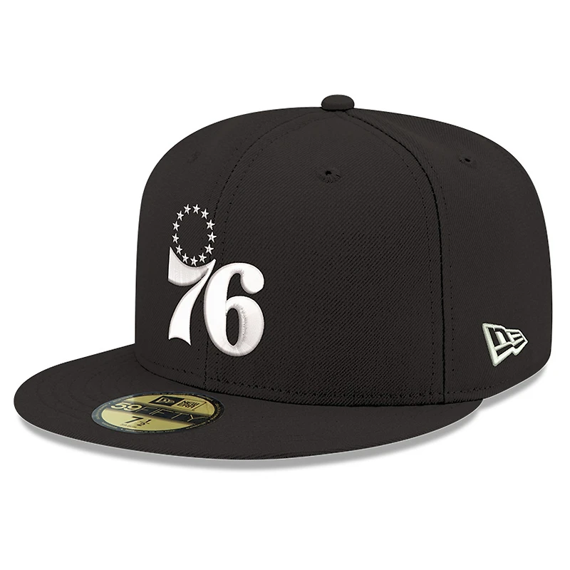 Men's New Era Black/White Philadelphia 76ers 59FIFTY Fitted Hat