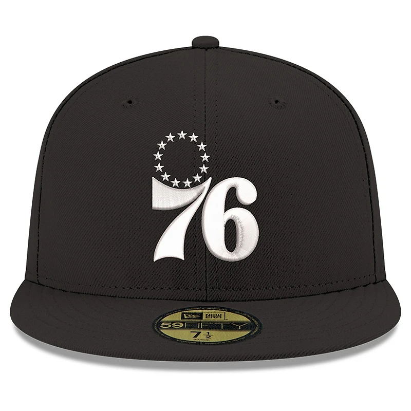 Men's New Era Black/White Philadelphia 76ers 59FIFTY Fitted Hat