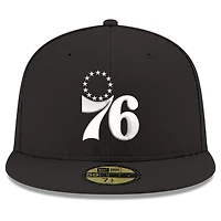 Men's New Era Black/White Philadelphia 76ers 59FIFTY Fitted Hat
