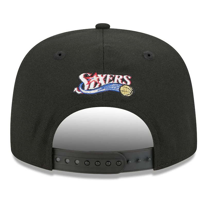 Men's New Era Black Philadelphia 76ers 2025/26 Classic Edition Jersey Hook A-Frame 9FIFTY Snapback Hat