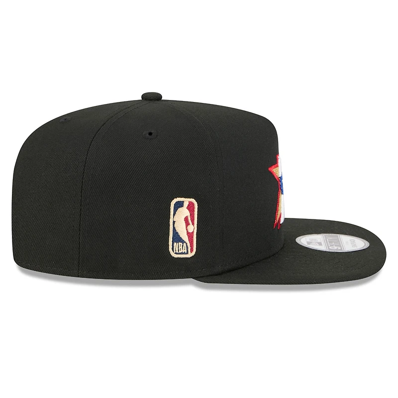 Men's New Era Black Philadelphia 76ers 2025/26 Classic Edition Jersey Hook A-Frame 9FIFTY Snapback Hat