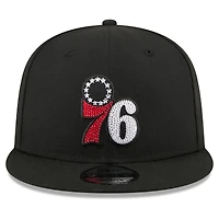 Men's New Era Black Philadelphia 76ers 2026 NBA Draft Crystal 9FIFTY Snapback Hat