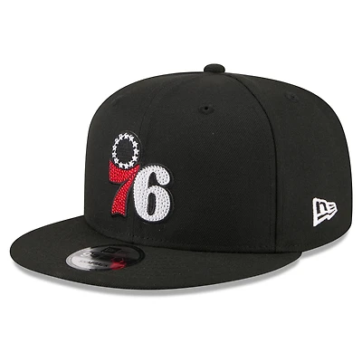 Men's New Era Black Philadelphia 76ers 2026 NBA Draft Crystal 9FIFTY Snapback Hat
