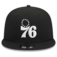Casquette de camionneur à visière snapback 9FIFTY Philadelphia 76ers noire New Era pour homme