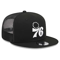Casquette de camionneur à visière snapback 9FIFTY Philadelphia 76ers noire New Era pour homme