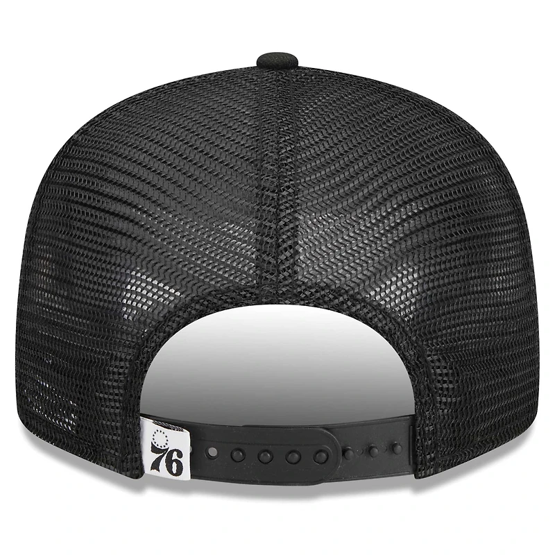 Casquette de camionneur à visière snapback 9FIFTY Philadelphia 76ers noire New Era pour homme