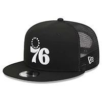 Casquette de camionneur à visière snapback 9FIFTY Philadelphia 76ers noire New Era pour homme