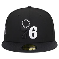 Casquette New Era 59FIFTY noire à visière en nylon balistique Active Philadelphia 76ers pour homme