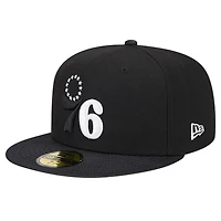 Casquette New Era 59FIFTY noire à visière en nylon balistique Active Philadelphia 76ers pour homme
