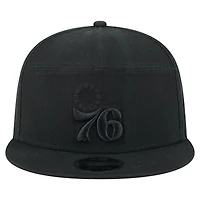 Casquette New Era noire à panneau fendu en toile Philadelphia 76ers Adventure 9FIFTY Snapback pour homme