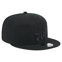 Casquette New Era noire à panneau fendu en toile Philadelphia 76ers Adventure 9FIFTY Snapback pour homme
