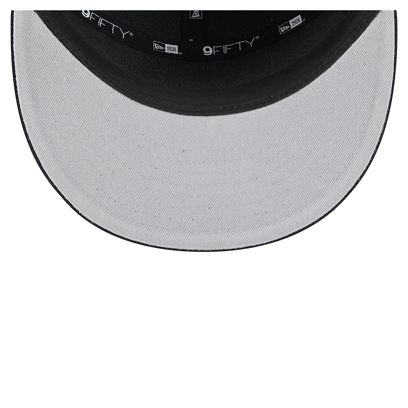 Casquette New Era noire à panneau fendu en toile Philadelphia 76ers Adventure 9FIFTY Snapback pour homme