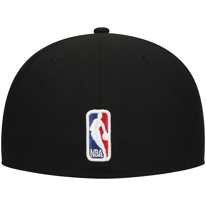 Casquette ajustée 59FIFTY noire avec logo Blackout Shadow des Philadelphia 76ers New Era pour hommes