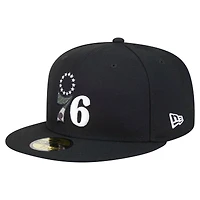 Casquette ajustée noire à imprimé camouflage Philadelphia 76ers UV 59FIFTY de New Era pour homme