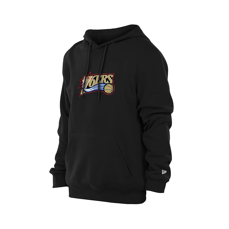 Men's New Era  Black Philadelphia 76ers Front Back Logo Hoodie