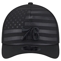 Men's New Era  Black Philadelphia 76ers Game Day Flag A-Frame 9FORTY Adjustable Hat