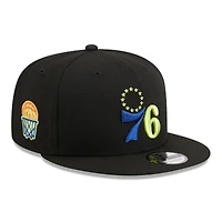 Casquette Snapback New Era Philadelphia 76ers Neon Pop 9FIFTY noire pour homme