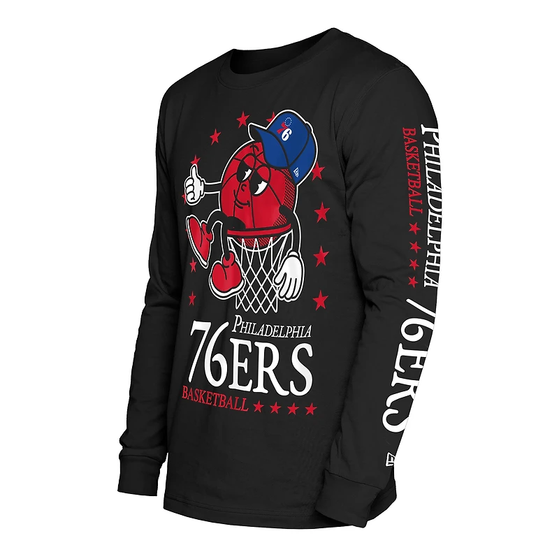 T-shirt New Era noir à manches longues pour homme