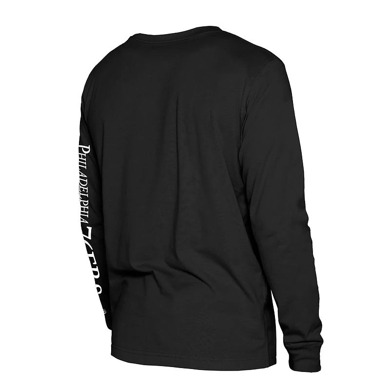 T-shirt New Era noir à manches longues pour homme