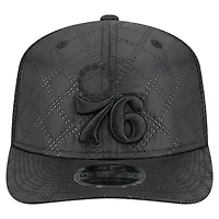 Men's New Era  Black Philadelphia 76ers Quilted 9SEVENTY Trucker Adjustable Hat