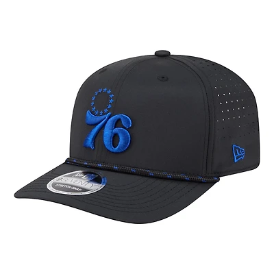 Casquette New Era noire pour homme Philadelphia 76ers Sport Rope Vented Stretch-Snap 9SEVENTY