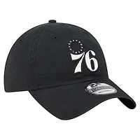 Casquette ajustable 9TWENTY noire New Era pour homme avec appliqué en tissu Philadelphia 76ers