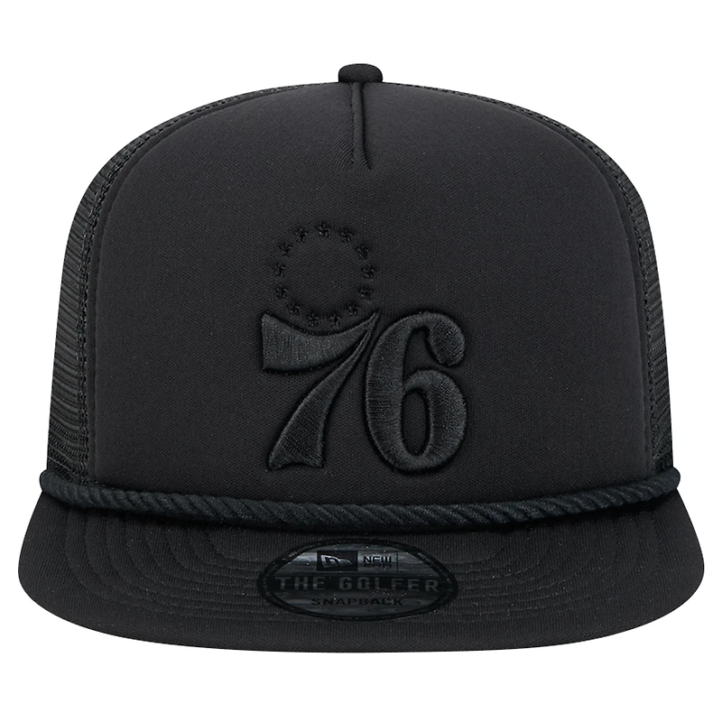 Casquette de golf à visière snapback Philadelphia 76ers noire New Era pour homme
