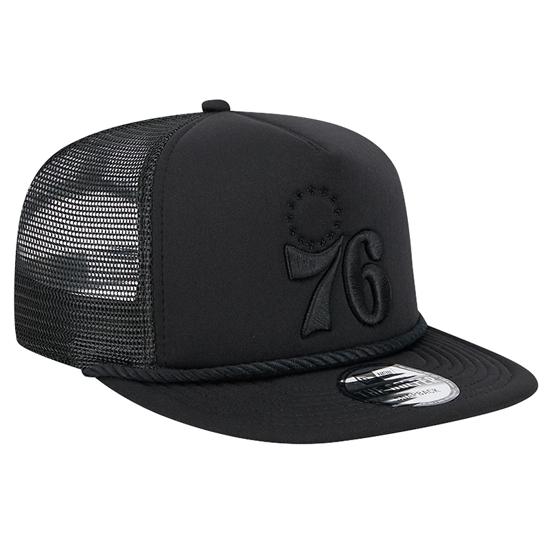 Casquette de golf à visière snapback Philadelphia 76ers noire New Era pour homme