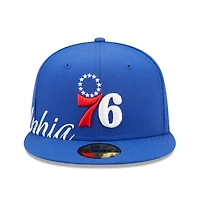 Casquette ajustée 59FIFTY pour homme New Era Blue Philadelphia 76ers avec fente latérale